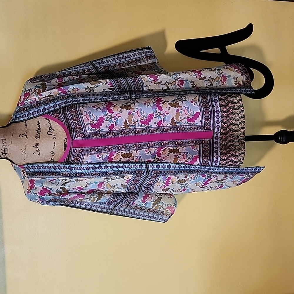 SUSAN GRAVER PRINTED CARDIGAN and TANK SET